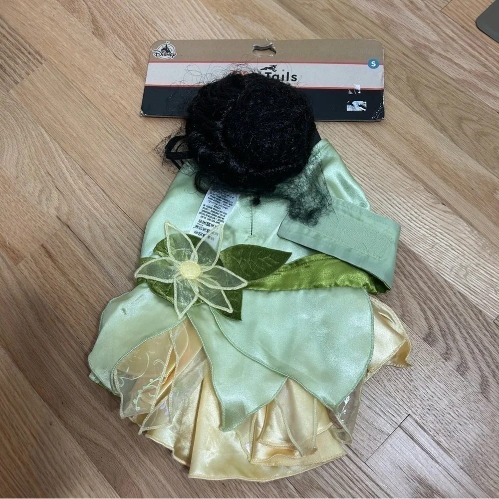 Disney Tail Tiana Dog Pet Costume NWT Small Dress W/ Wig Princess Frog